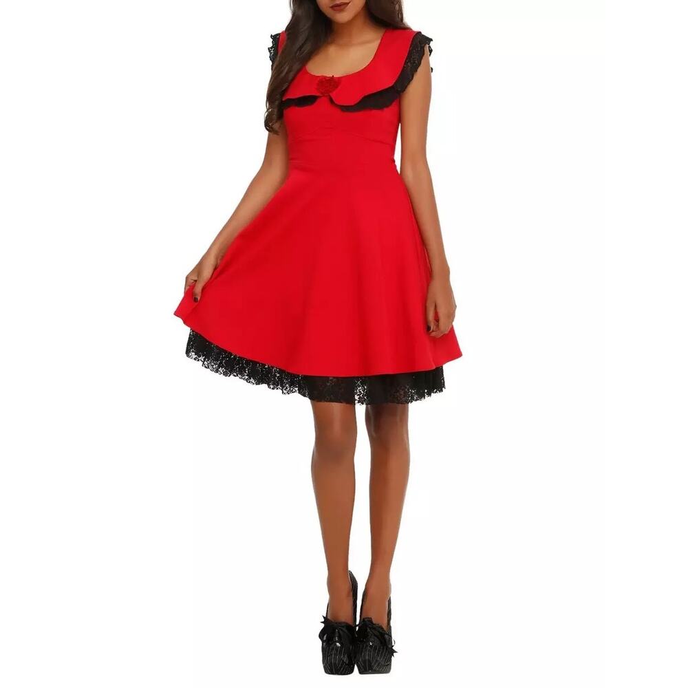 Hot Topic Red & Black Lace Mini Dress Large Women’s